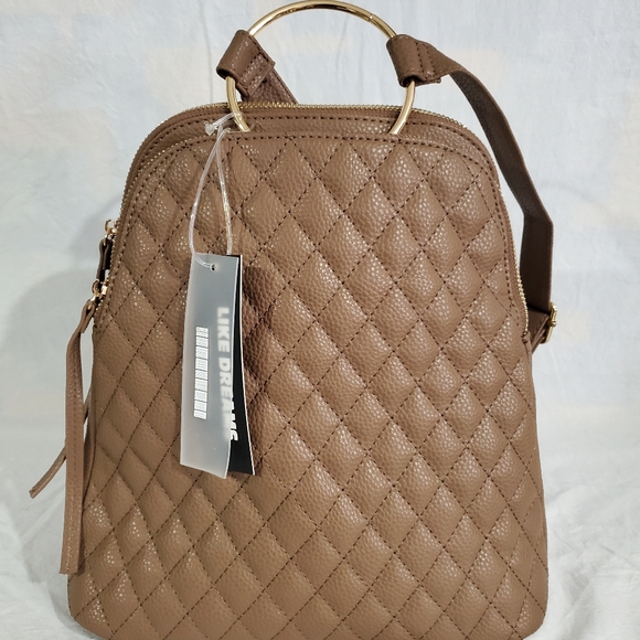 Like Dreamsfaux leather handbag / backpack taupe in color - Picture 1 of 9